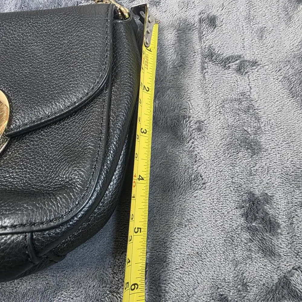 MICHAEL KORS Fulton Solid Black Pebbled Leather East West Crossbody Bag MK Flap